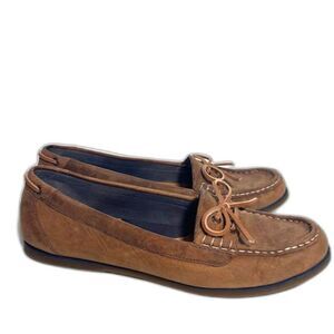 Sperry Leather Shoes Boat Canoe Moccasin Casual Loafers Preppy Size 9 Brown Tan